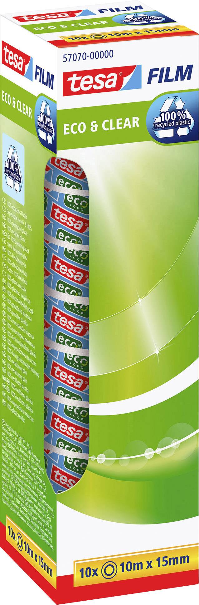 Tesa 57070-00000-01 Klebefilm Eco & Clear Transparent (L x B) 10m x 15mm 10St.