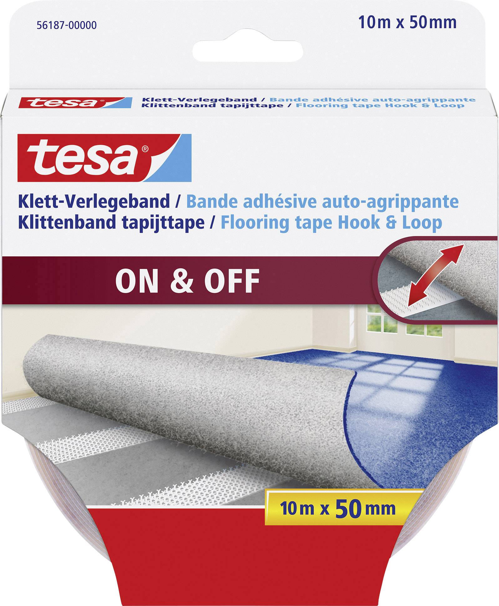 Tesa Klett-Verlegeband zum Aufkleben (L x B) 10 m x 50 mm Weiß 1 St.
