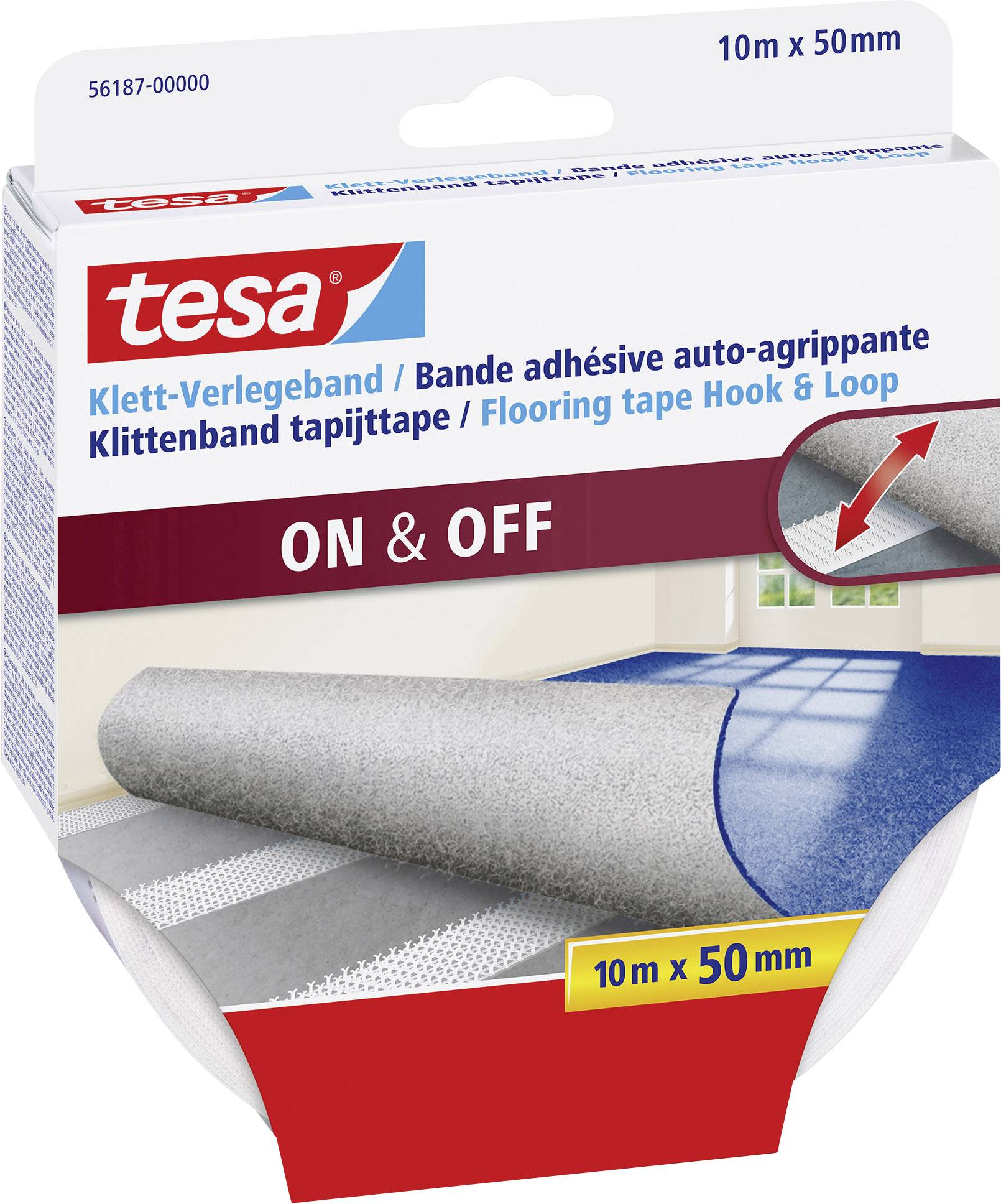 tesa Klett-Verlegeband zum Aufkleben (L x B) 10 m x 50 mm Weiß 1 St.