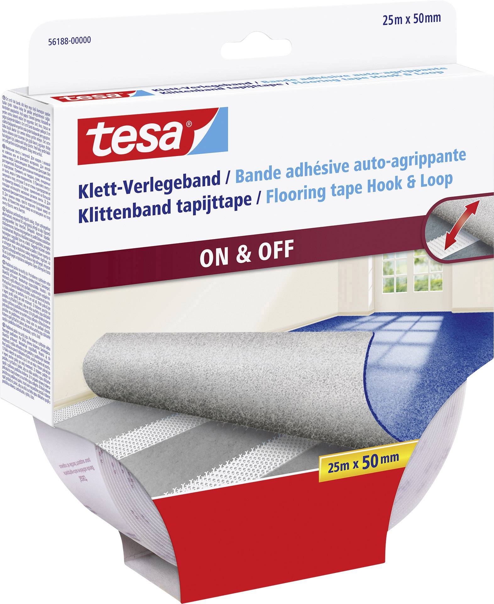tesa Klett-Verlegeband zum Aufkleben (L x B) 25 m x 50 mm Weiß 1 St.
