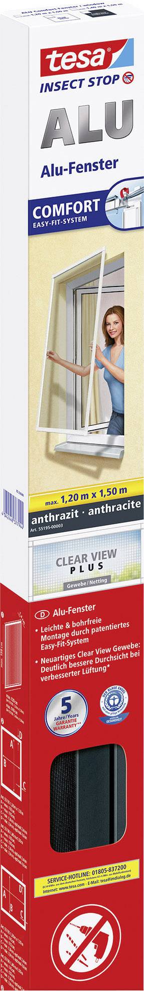 Tesa ALU COMFORT 55195-00003-00 Fliegengitter (B x H) 1200mm x 1500mm Anthrazit 1St.