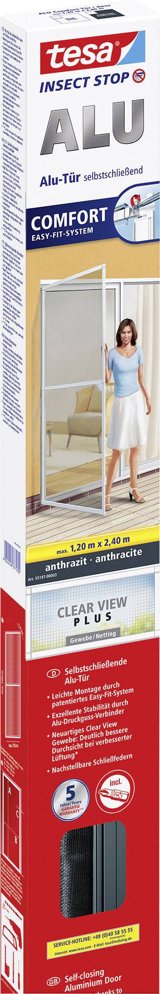 tesa ALU XL COMFORT 55197-00003-00 Tür-Fliegengitter (B x H) 1200 mm x 2400 mm Anthrazit 1 St.