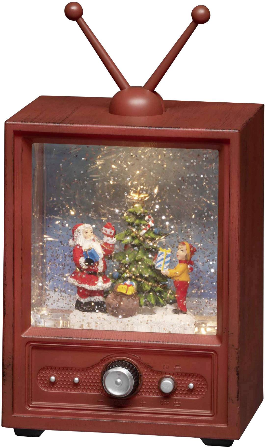 Konstsmide 4372-000 LED-Szenerie Fernseher mit Weihnachtsmann und Kind Warmweiß LED Bunt wählbare E
