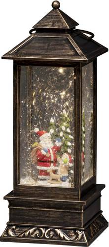 Konstsmide 4370-000 LED-Laterne Weihnachtsmann mit Kind LED Braun beschneit, mit Wasser gefüllt, Ti