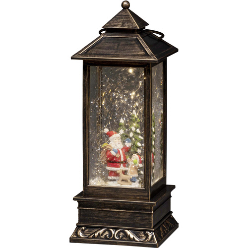 Konstsmide 4370-000 LED-Laterne Weihnachtsmann mit Kind Warmweiß LED Braun  beschneit, mit Wasser gefüllt, Timer, mit Schalter | digitalo