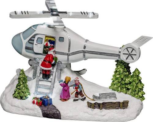 Konstsmide 4223-000 Helikopter mit Weihnachtsmann LED Bunt wählbare Energieversorgung, mit Schalter
