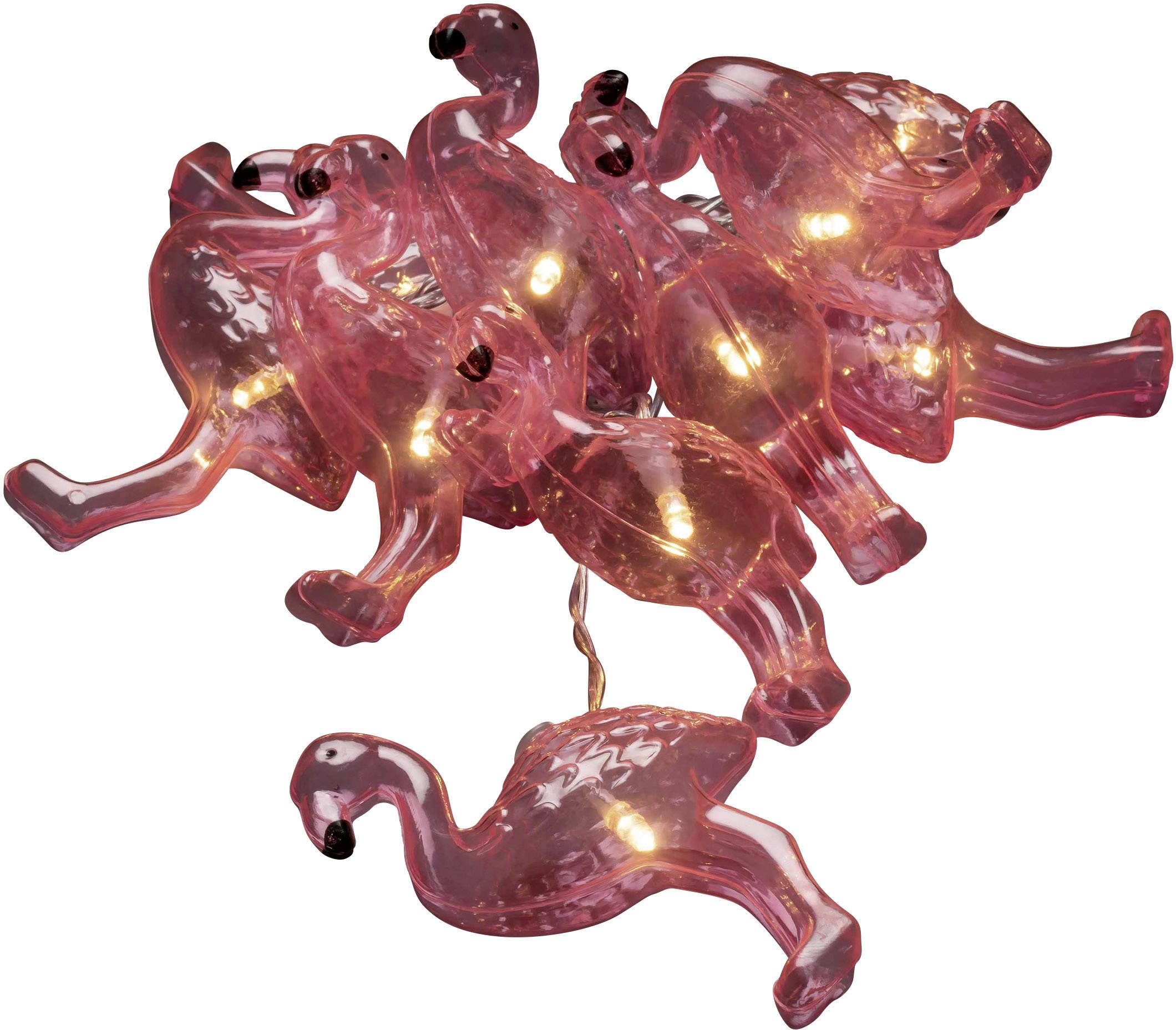 Konstsmide 3132-343 Motiv-Lichterkette Flamingo Innen batteriebetrieben Anzahl Leuchtmittel 10 LED Warmweiß Beleuchtete Länge