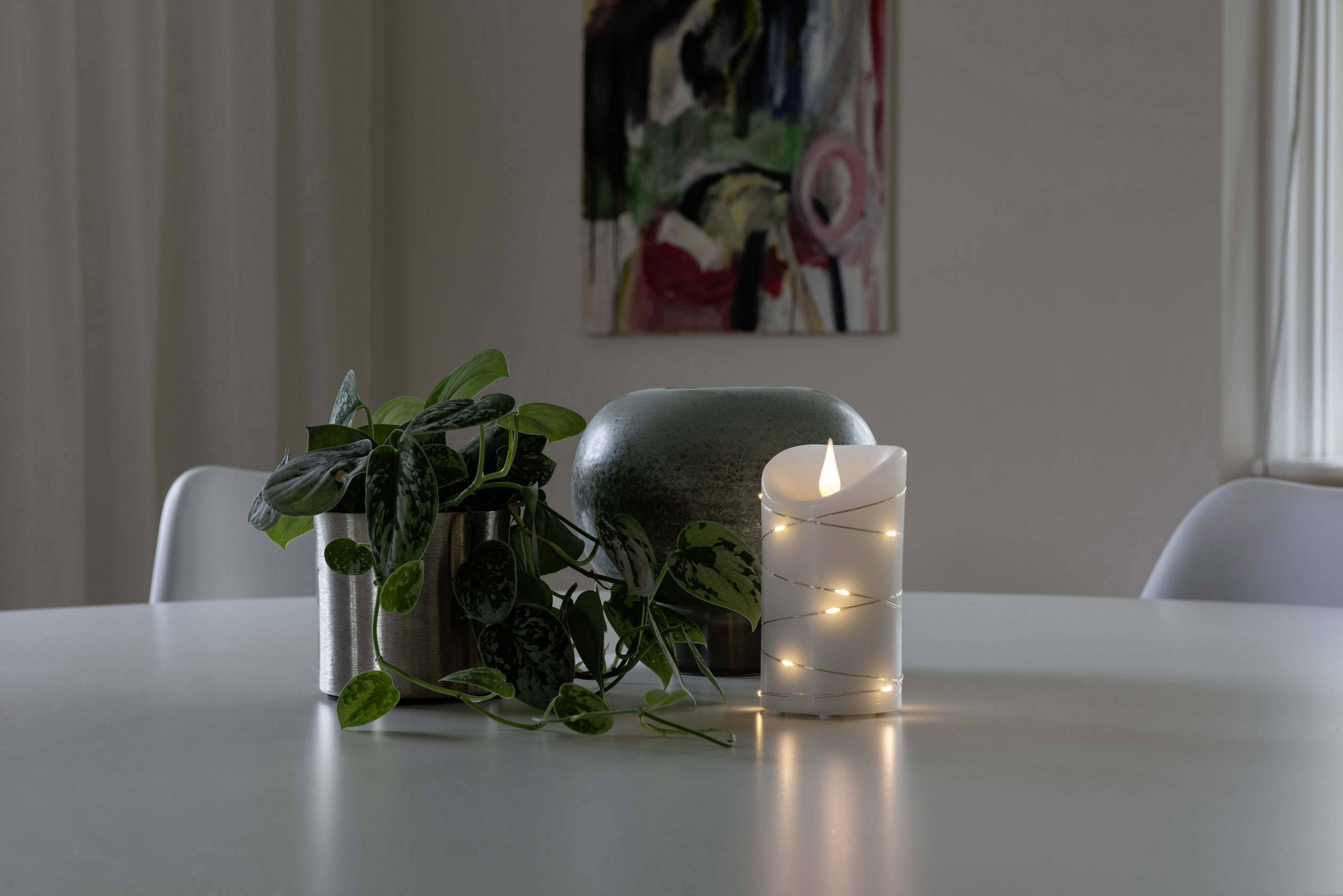 Konstsmide 1834-190 LED-Echtwachskerze Weiß Warmweiß (Ø x H) 75mm x 135mm mit 3D-Effekt, mit Schalter