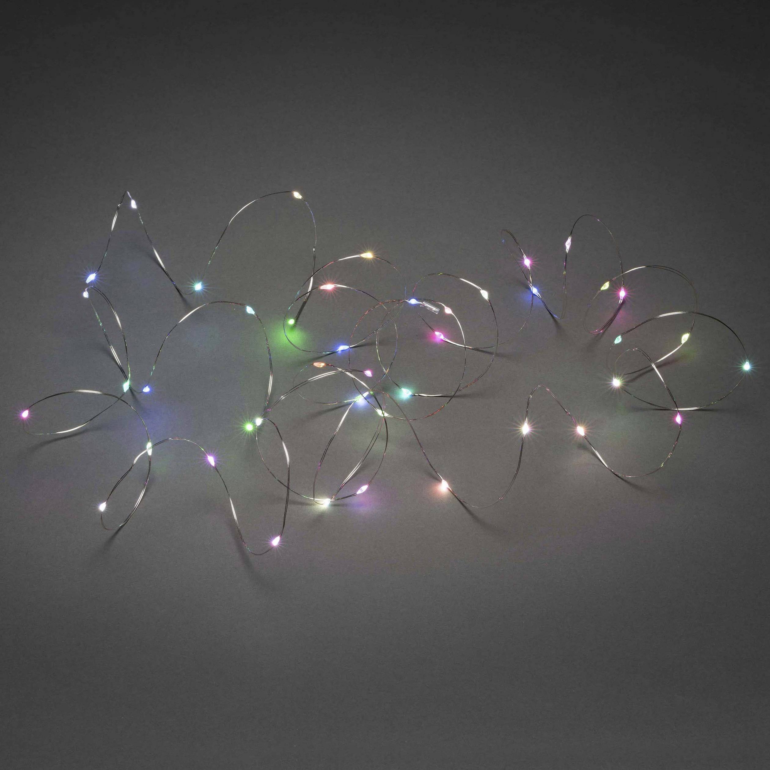 Konstsmide 6430-590 Micro-Lichterkette Außen netzbetrieben Anzahl Leuchtmittel 50 LED RGB Beleuchtete Länge: 4.9m mit Farbwechsel