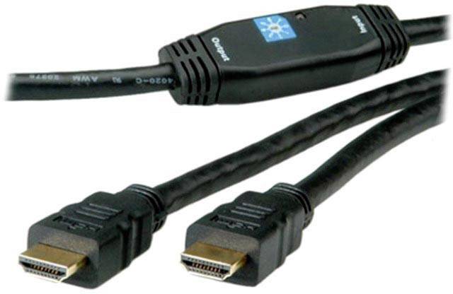High Speed HDMI Kabel mit Ethernet, mit Verstärker, 25m, schwarz