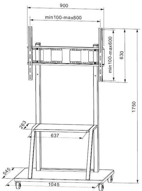 TECHly ICA-TR30 TV-Rollwagen 139,7cm (55") - 254,0cm (100") Starr