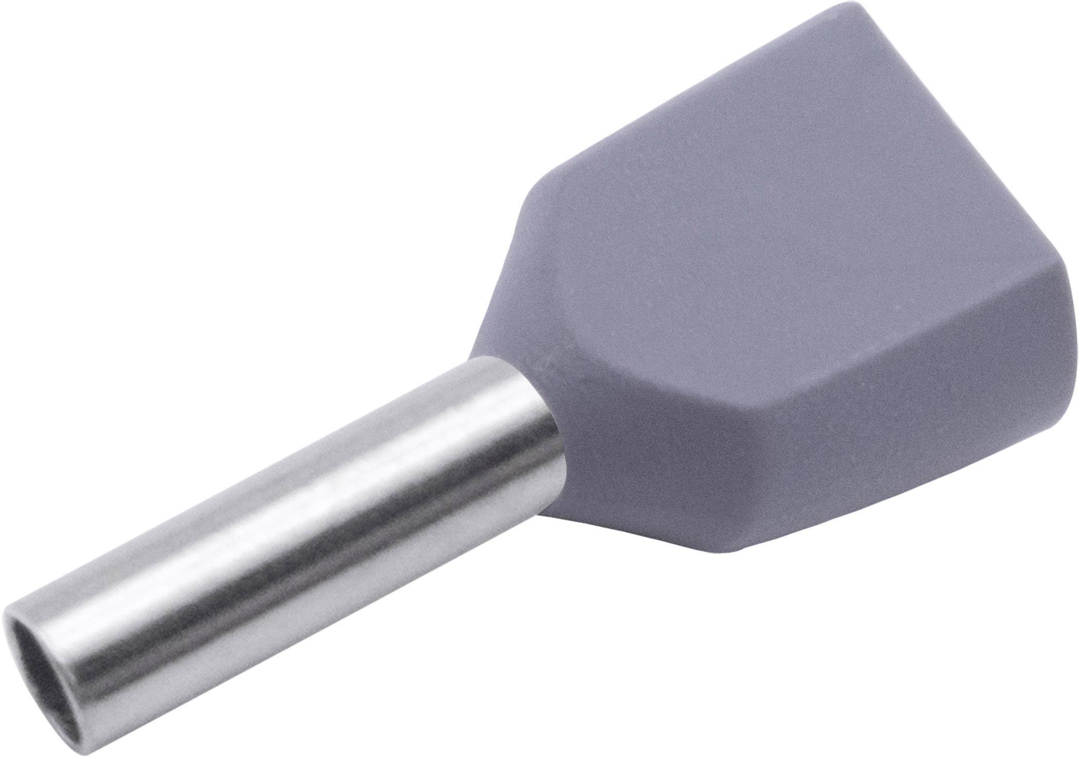TRU COMPONENTS T1906C153 Zwillings-Aderendhülse 0.75mm² Teilisoliert Grau 100St.
