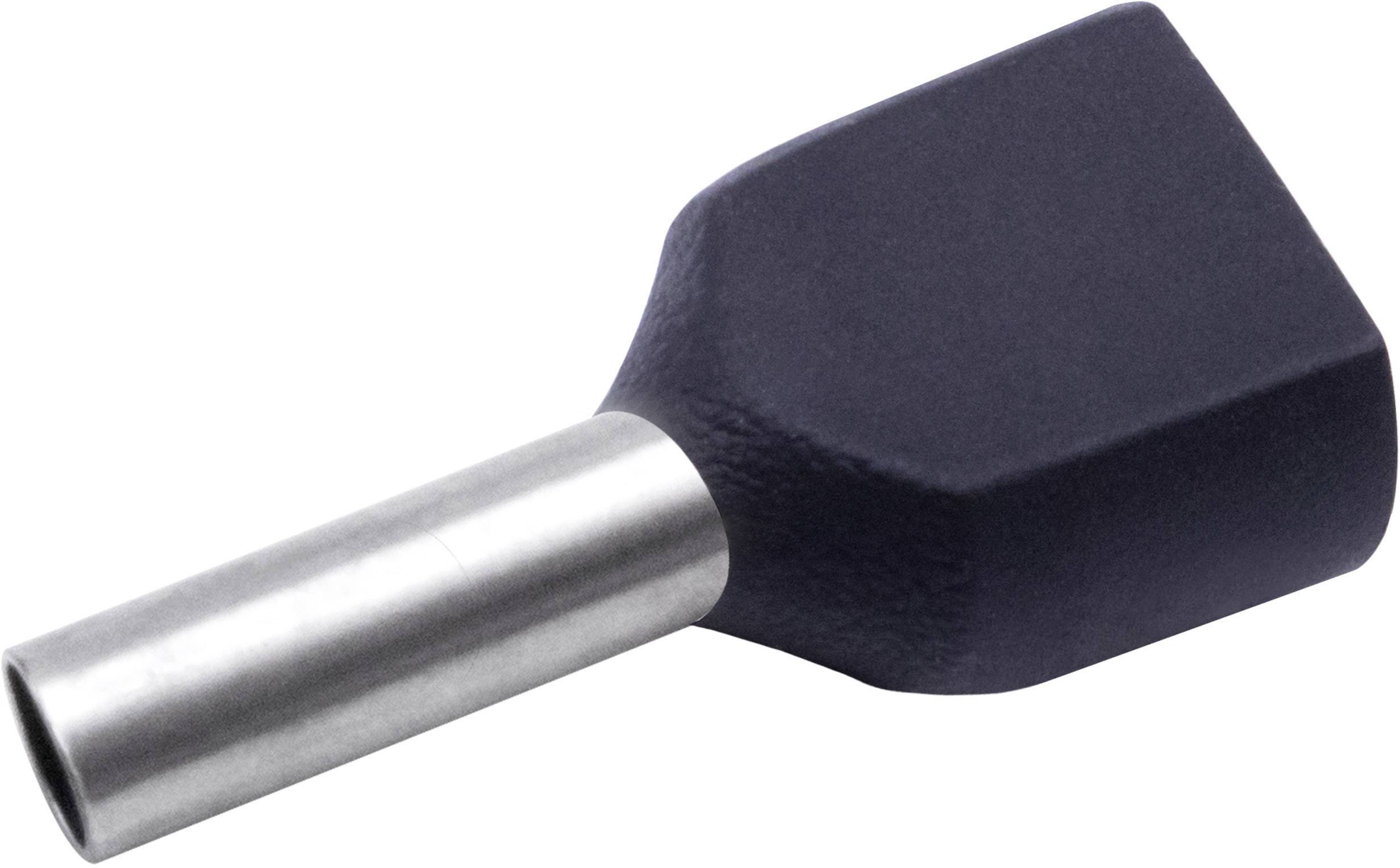 TRU COMPONENTS T1906C155 Zwillings-Aderendhülse 1.5mm² Teilisoliert Schwarz 100St.