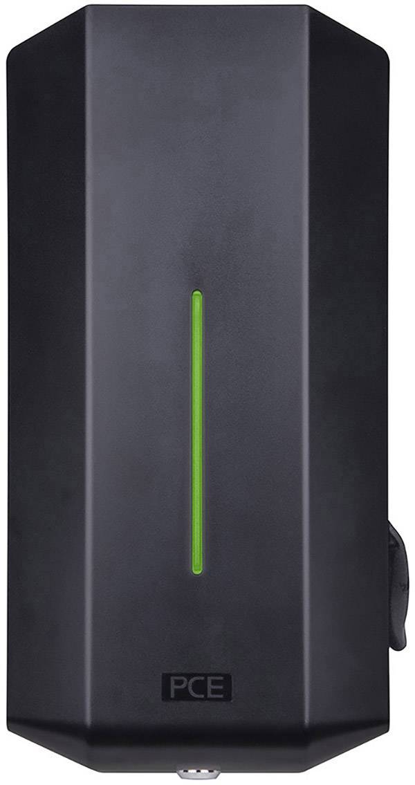 Schwarzer rechteckiger Ladestation mit grünem LED-Streifen in der Mitte.