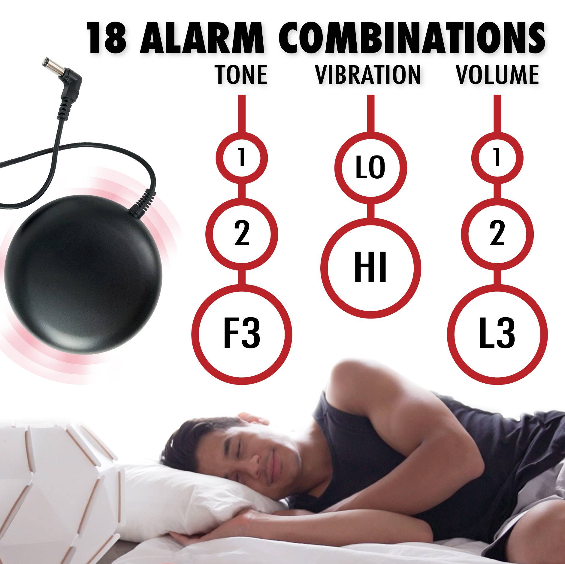 Geemarc JWNS-DYNAMITE_BLK_VD Quarz Wecker Schwarz Alarmzeiten 1 USB Anschluss, Extra lauter Weckton