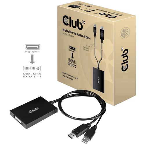 Club3D CAC-1010 DisplayPort Adapter [1x DisplayPort Stecker, USB 2.0 Stecker A - 1x DVI-Buchse 24+5