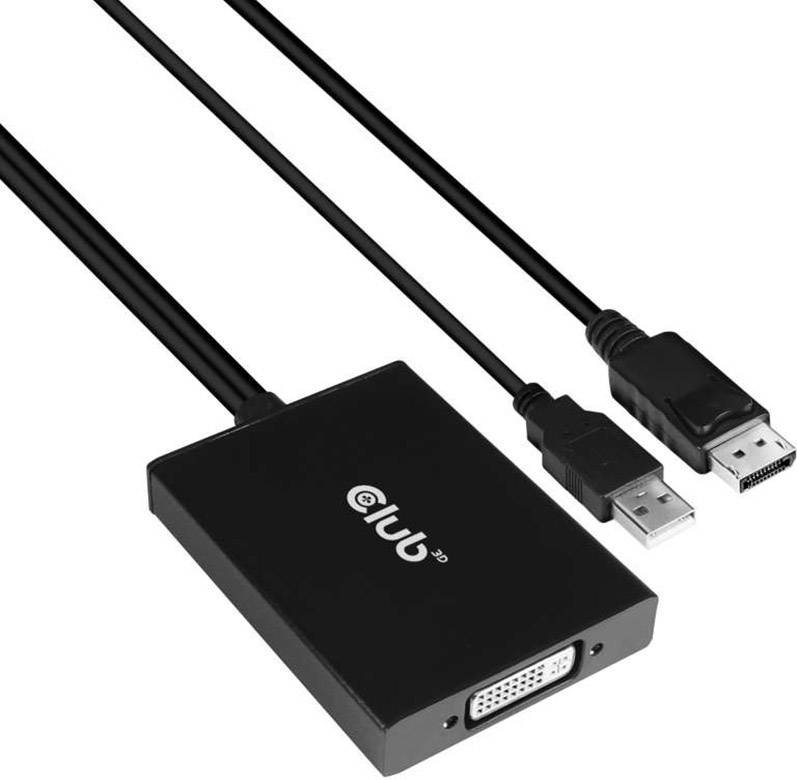 Club3D CAC-1010 DisplayPort Adapter [1x DisplayPort Stecker, USB 2.0 Stecker A - 1x DVI-Buchse 24+5