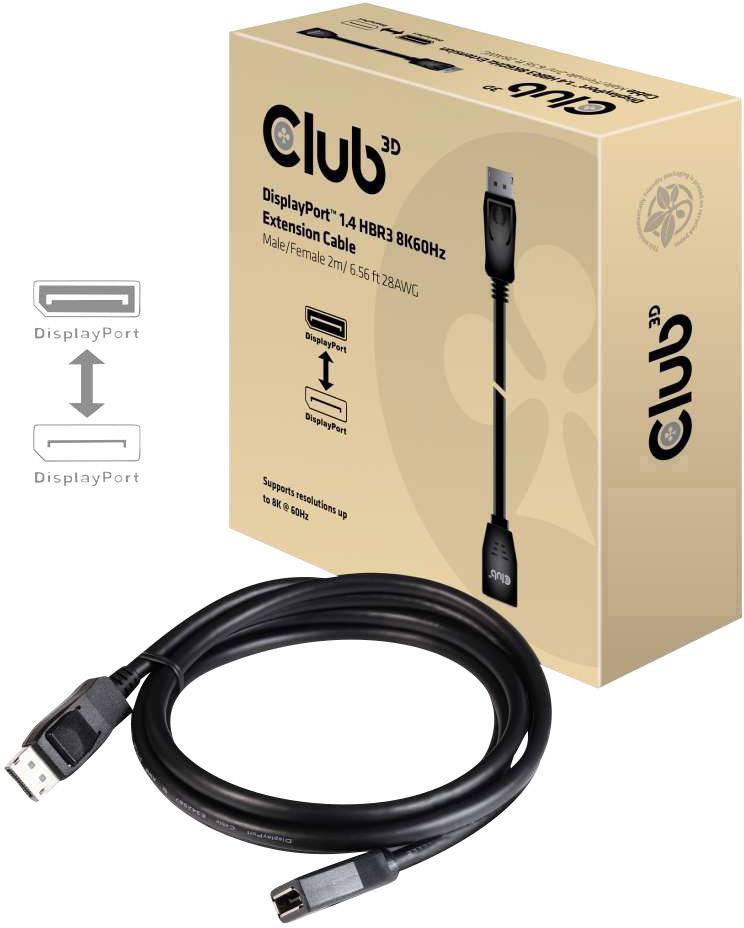 Club3D DisplayPort Verlängerungskabel DisplayPort Stecker, DisplayPort Buchse 2.00 m Schwarz CAC-10