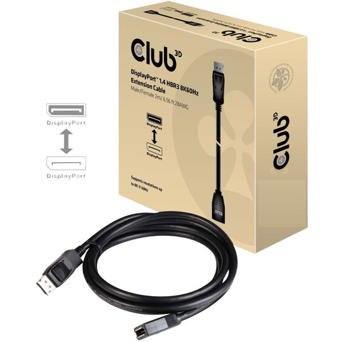 Club3D DisplayPort Verlängerungskabel DisplayPort Stecker, DisplayPort Buchse 2.00m Schwarz CAC-1022 DisplayPort-Kabel