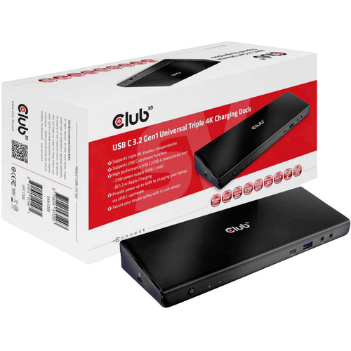 Club3D USB-C® Notebook Dockingstation USB-C™ 3.2 Gen1 Universal Triple 4K Charging Dock Passend f