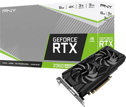 PNY Grafikkarte Nvidia GeForce RTX2060S SUPER Twin Fan 8GB GDDR6-RAM PCIe x16 HDMI®, DisplayPort, D