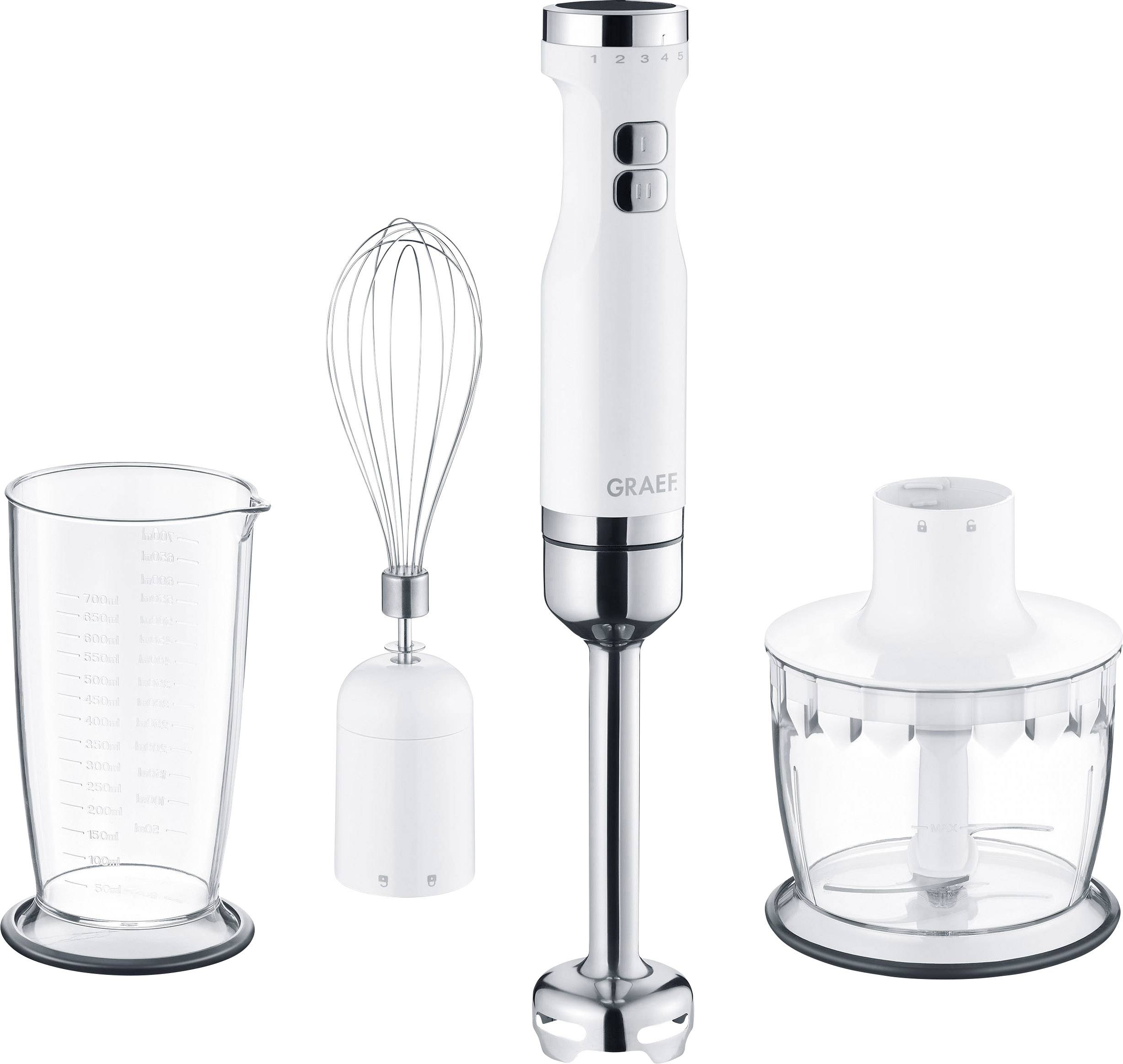 Graef HB501EU Stabmixer 800 W Schneebesenaufsatz, Turbofunktion Weiß