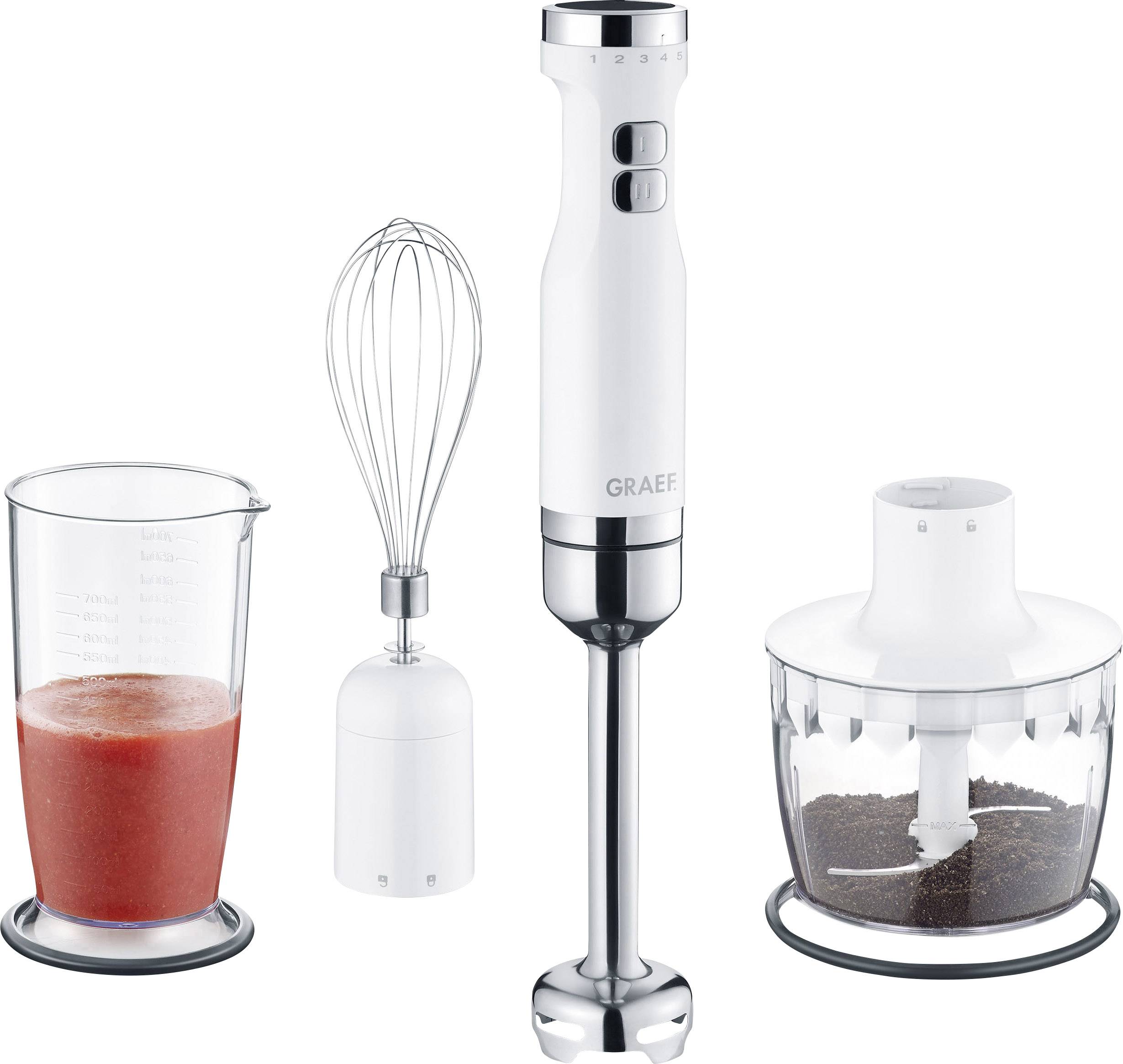 Graef HB501EU Stabmixer 800 W Schneebesenaufsatz, Turbofunktion Weiß