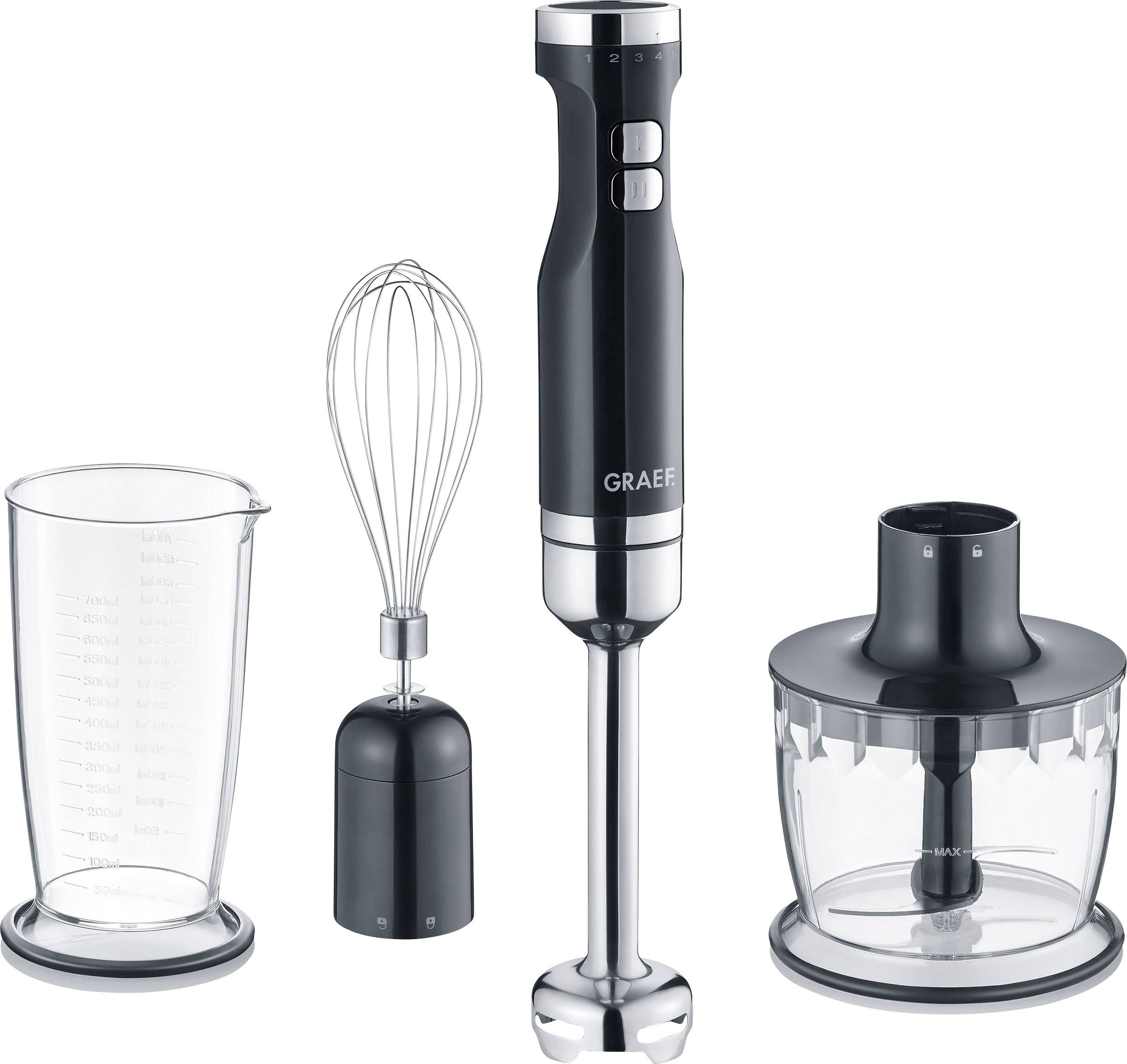 Graef HB502EU Stabmixer 800 W Schneebesenaufsatz, Turbofunktion Schwarz