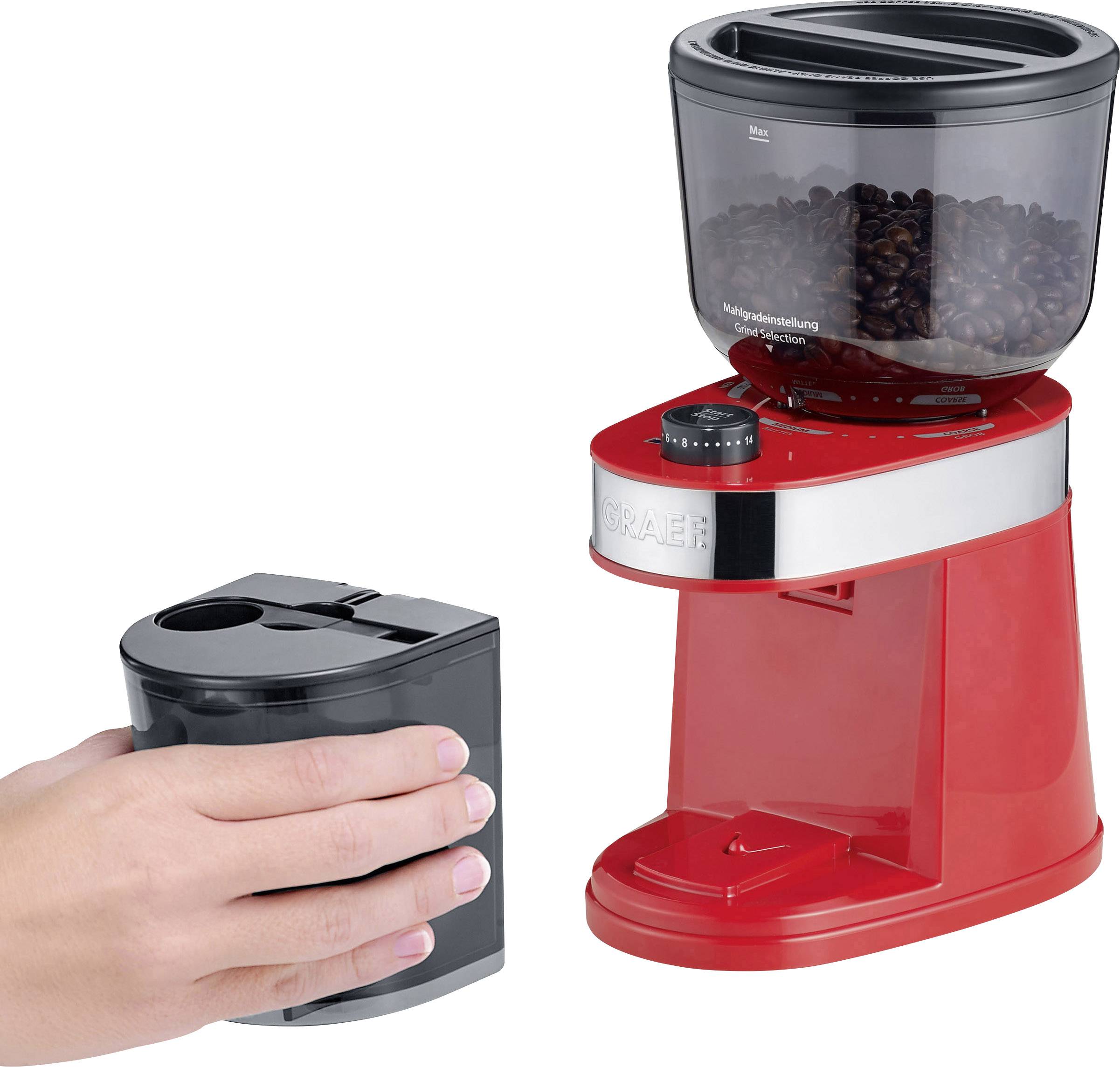 Graef CM203EU CM203EU Kaffeemühle Rot Edelstahl-Scheibenmahlwerk