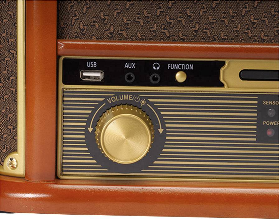 Denver MRD-51 USB-Plattenspieler Riemenantrieb Holz