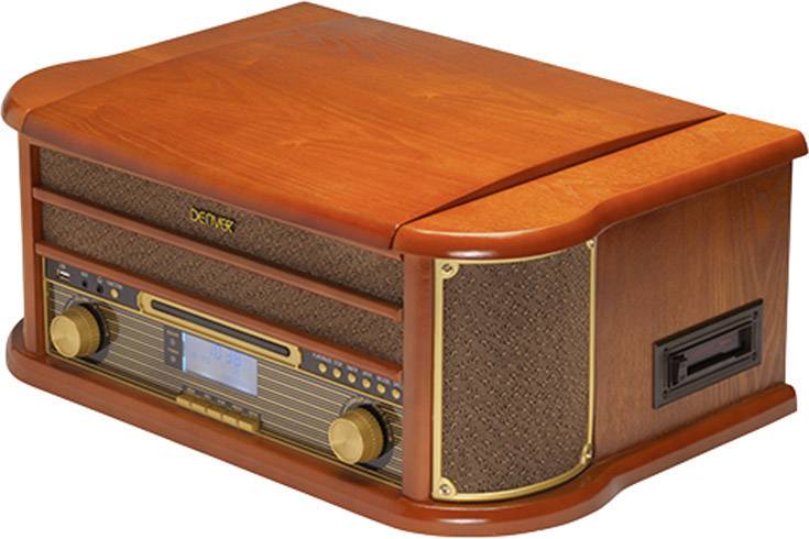 Denver MRD-51 USB-Plattenspieler Riemenantrieb Holz