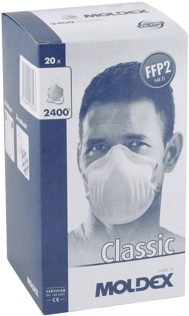 Moldex Klassiker 240015 Feinstaubmaske ohne Ventil FFP2 D 20 St. EN 149:2001, EN 149:2009 DIN 149:2001, DIN 149:2009