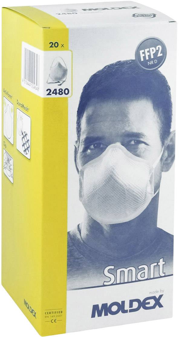 Moldex Smart 248001 Feinstaubmaske ohne Ventil FFP2 D 20 St. EN 149:2001, EN 149:2009 DIN 149:2001