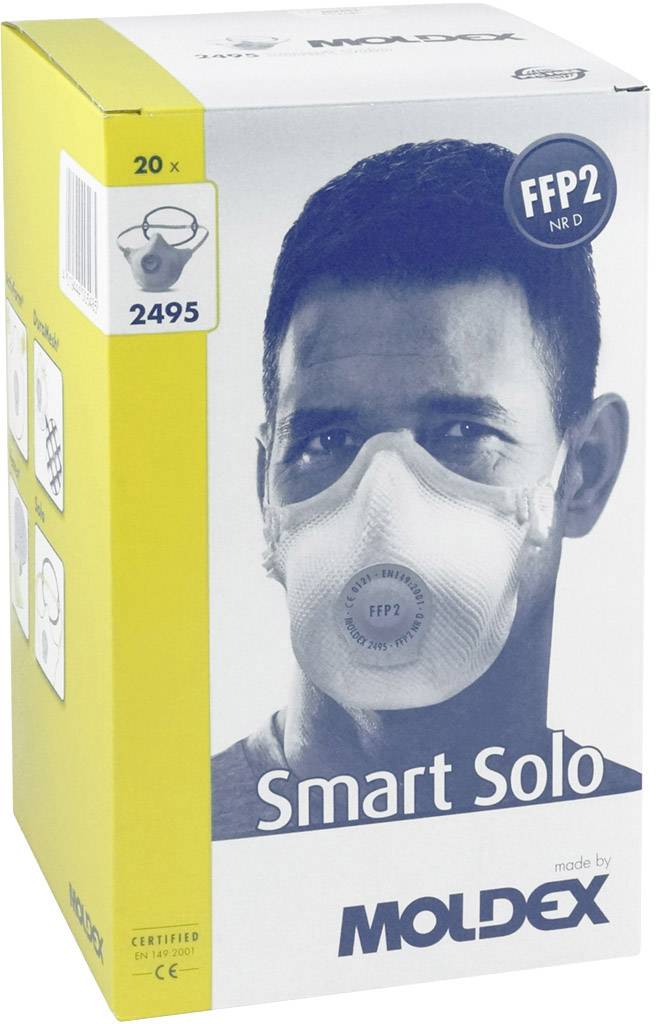 Moldex Smart Solo 249501 Feinstaubmaske mit Ventil FFP2 D 20 St. EN 149:2001, EN 149:2009 DIN 149:2001, DIN 149:2009