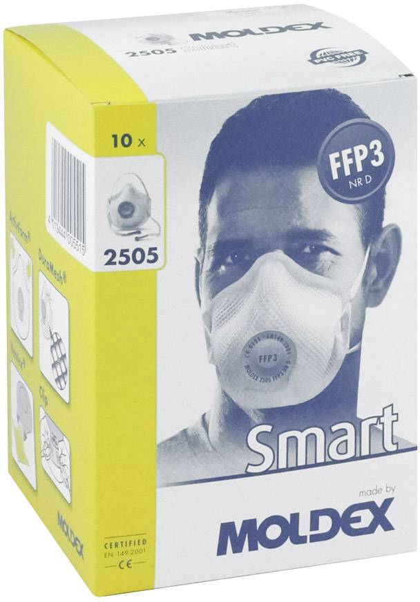 Moldex Smart 250501 Feinstaubmaske mit Ventil FFP3 D 10 St. EN 149:2001, EN 149:2009 DIN 149:2001, DIN 149:2009