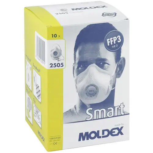 Moldex Smart 250501 Feinstaubmaske mit Ventil FFP3 D 10 St. EN 149:2001, EN 149:2009 DIN 149:2001, DIN 149:2009 Moldex Smart 250501 Feinstaubmaske mit Ventil FFP3 D 10 St. EN 149:2001, EN 149:2009 DIN 149:2001, DIN 149:2009