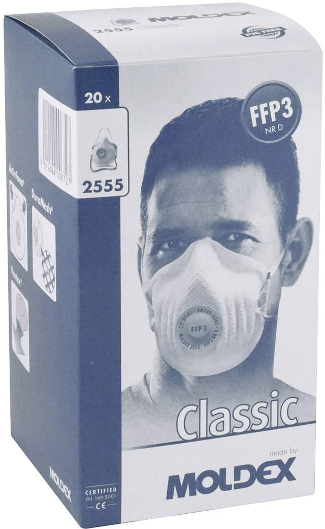 Moldex Klassiker 255501 Feinstaubmaske mit Ventil FFP3 D 20 St. EN 149:2001, EN 149:2009 DIN 149:2001, DIN 149:2009