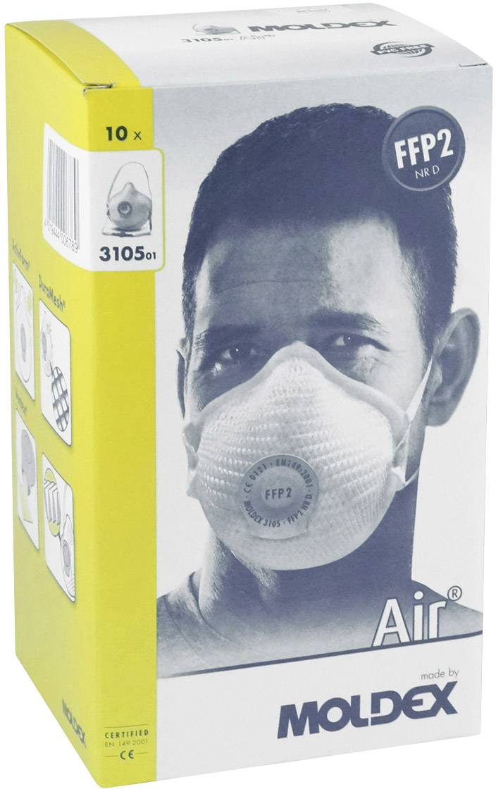 Moldex Air 310501 Feinstaubmaske mit Ventil FFP2 D 10 St. EN 149:2001, EN 149:2009 DIN 149:2001, DIN 149:2009
