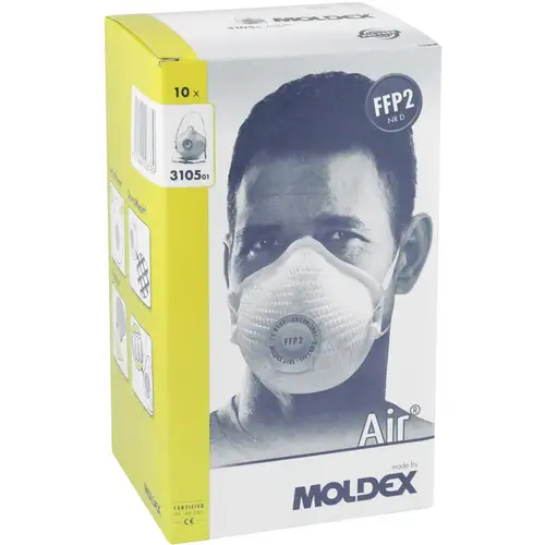Moldex Air 310501 Feinstaubmaske mit Ventil FFP2 D 10 St. EN 149:2001, EN 149:2009 DIN 149:2001, DIN 149:2009 Moldex Air 310501 Feinstaubmaske mit Ventil FFP2 D 10 St. EN 149:2001, EN 149:2009 DIN 149:2001, DIN 149:2009