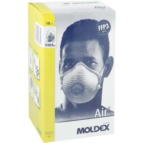 Moldex Air 320501 Feinstaubmaske mit Ventil FFP3 D 10 St. EN 149:2001, EN 149:2009 DIN 149:2001, DIN 149:2009 Moldex Air 320501 Feinstaubmaske mit Ventil FFP3 D 10 St. EN 149:2001, EN 149:2009 DIN 149:2001, DIN 149:2009