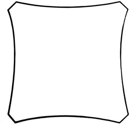 Ein einfaches, rechteckiges Schild mit leicht nach innen gebogenen Seiten und abgerundeten Ecken; klassischer Rahmenstil.