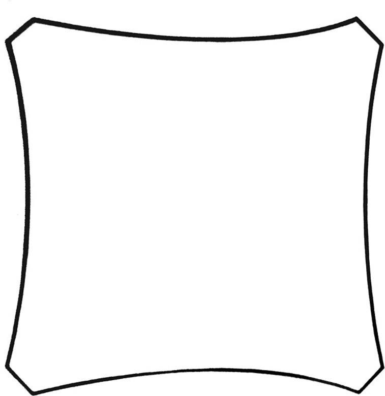 Eine leere, quadratische Form mit leicht nach außen gewölbten Rändern.