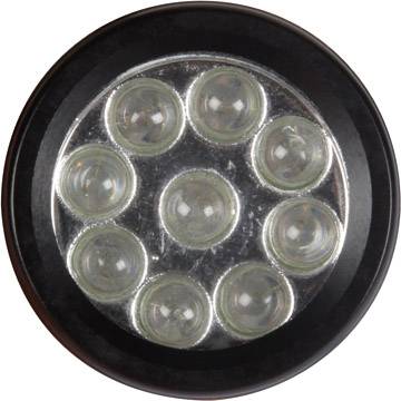 LED-Lampe mit acht runden LEDs in einem schwarzen Gehäuse