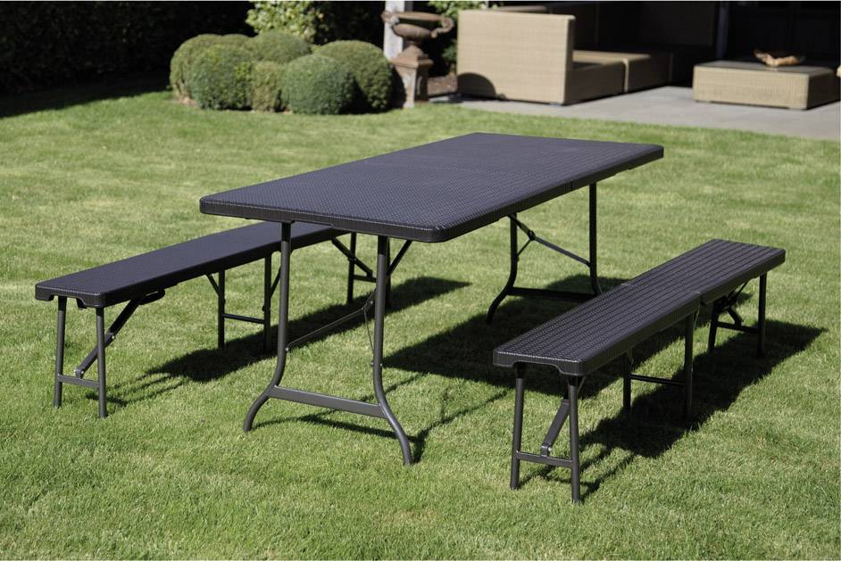 Perel imitation rotin Camping Bank Schwarz FP160R Belastbarkeit (Gewicht) (max.) 600kg