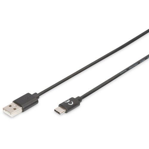 Digitus USB-Kabel USB 2.0 USB-A Stecker, USB-C® Stecker 4.00m Schwarz Flexibel, Folienschirm, Geflechtschirm, Geschirmt, doppelt