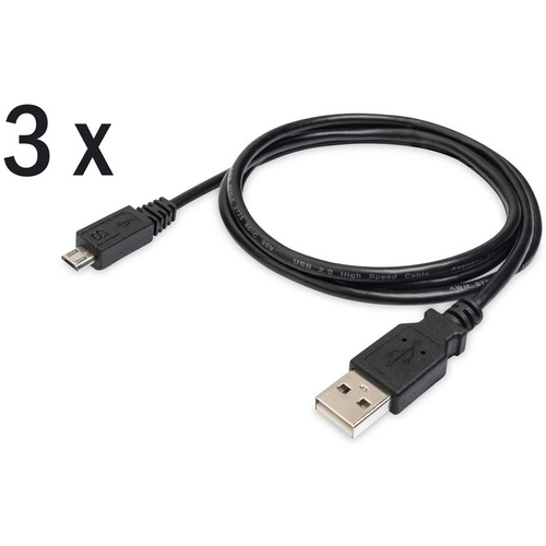 Digitus USB-Kabel USB 2.0 USB-A Stecker, USB-Micro-B Stecker 1.00 m Schwarz Flexibel, Folienschirm