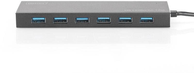 Digitus DA-70241-1 7 Port USB 3.2 Gen 1-Hub (USB 3.0) mit Aluminiumgehäuse Schwarz