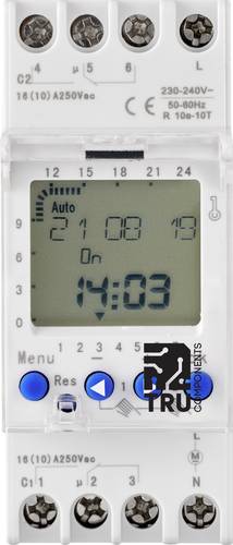 Betriebsspannung: 230 V/AC TRU-DTS-AHC812 2 Wechsler 16A 250 V/AC Wochenprogramm