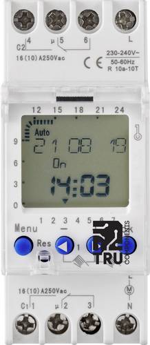 Betriebsspannung: 230 V/AC TRU-DTS-AHC822 2 Wechsler 16A 250 V/AC Wochenprogramm