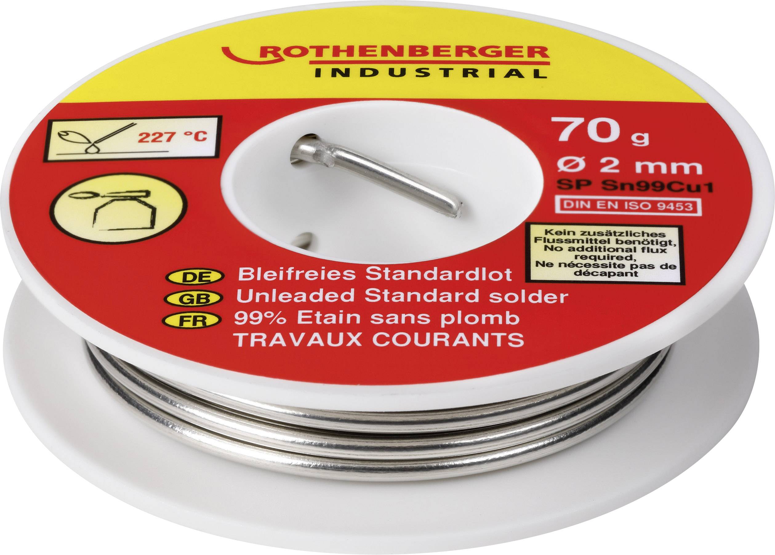 Rothenberger Industrial Bleifreies Standardlot 70g Lötzinn, bleifrei SN99Cu1